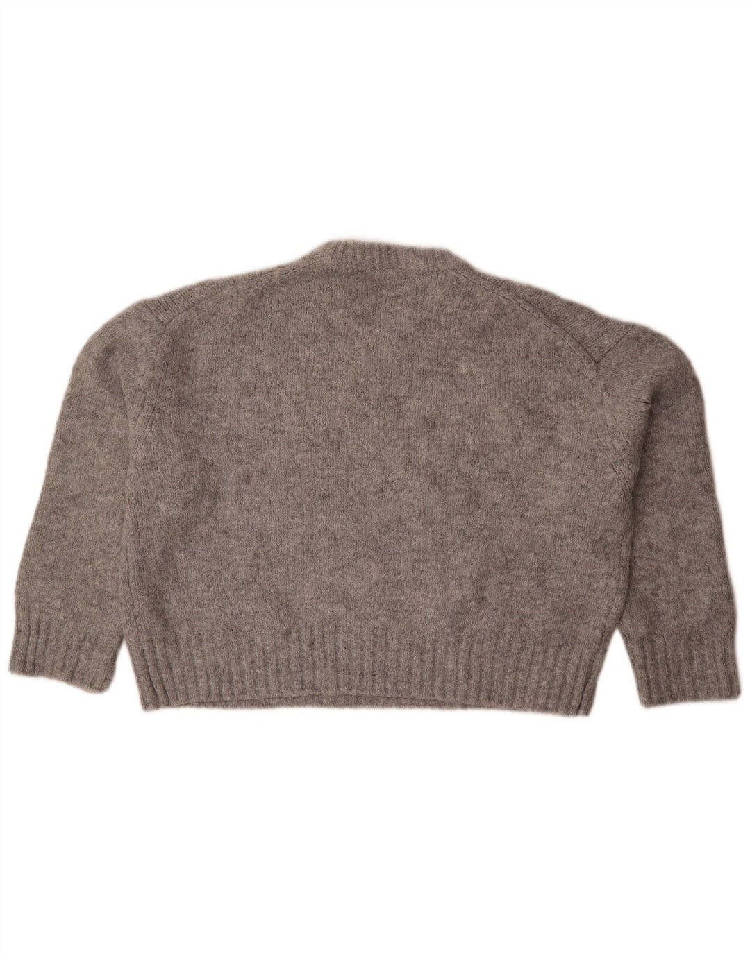 Zara Damen-Pullover, übergroß, Rundhalsausschnitt, Gr. 14, Mittelgrau meliert
