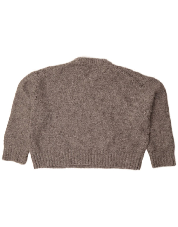 Zara Damen-Pullover, übergroß, Rundhalsausschnitt, Gr. 14, Mittelgrau meliert