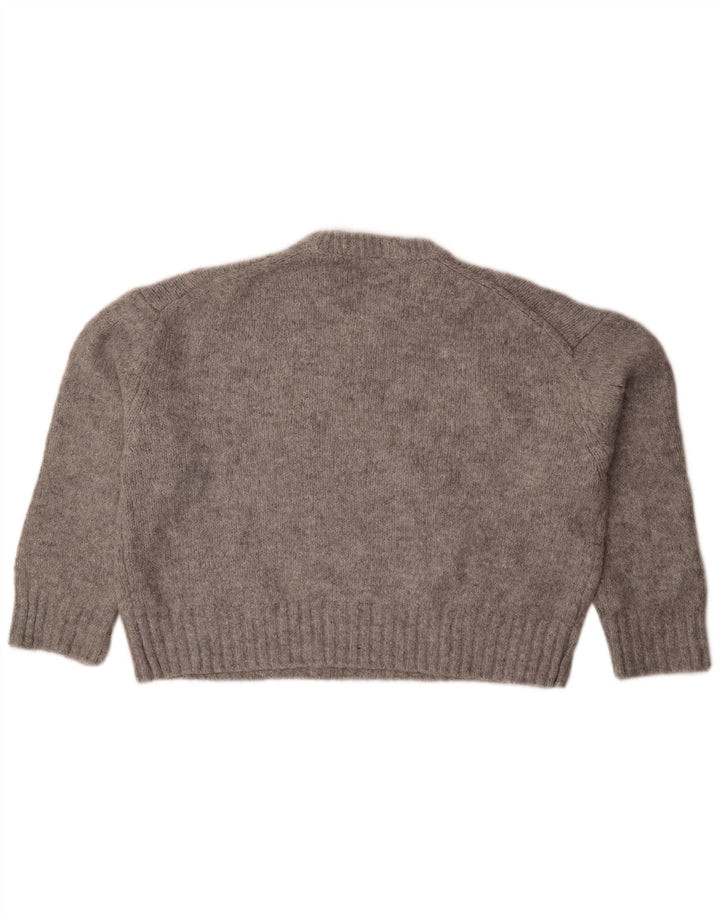 Zara Damen-Pullover, übergroß, Rundhalsausschnitt, Gr. 14, Mittelgrau meliert