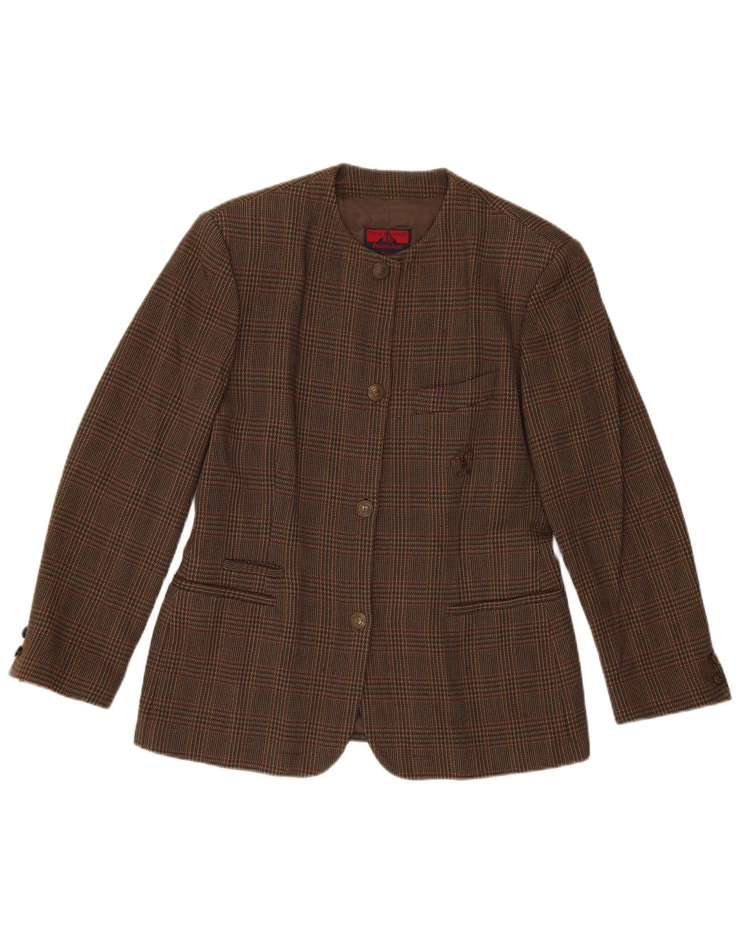 Filippo Alpi Damen-Blazerjacke mit 4 Knöpfen, IT 46, große braun karierte Wolle