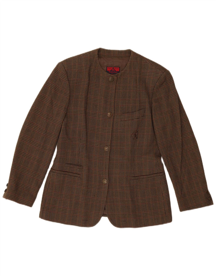 Filippo Alpi Damen-Blazerjacke mit 4 Knöpfen, IT 46, große braun karierte Wolle