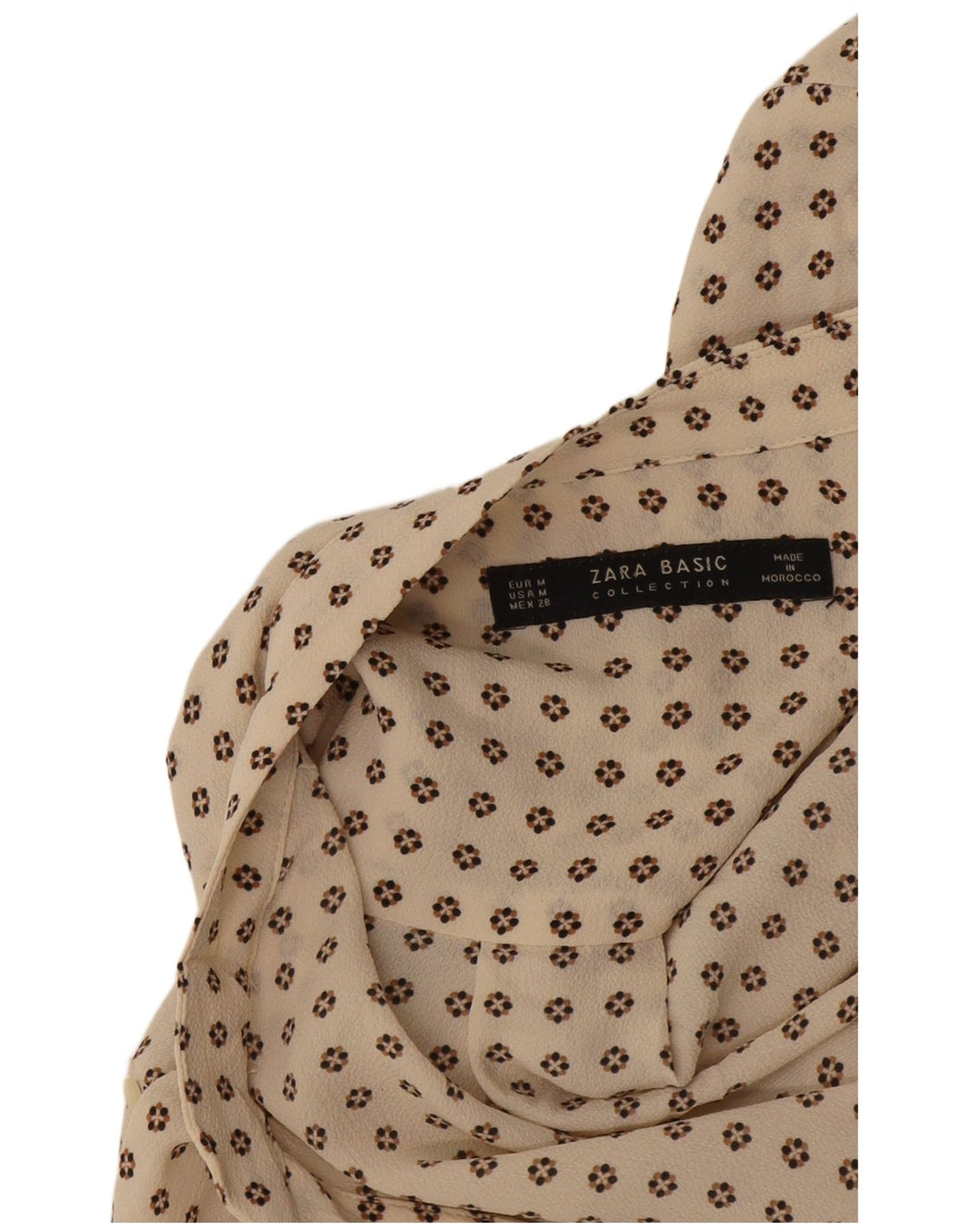 Zara Damen Hemdkleid UK 14 Mittelbeige gepunktet