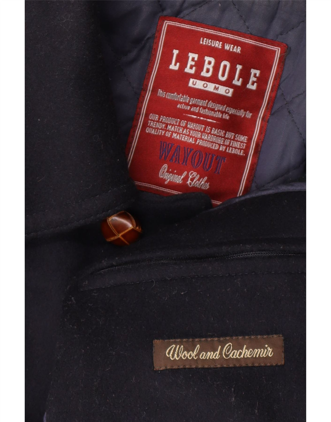 Lebole Herrenmantel UK 14 Große marineblaue Wolle