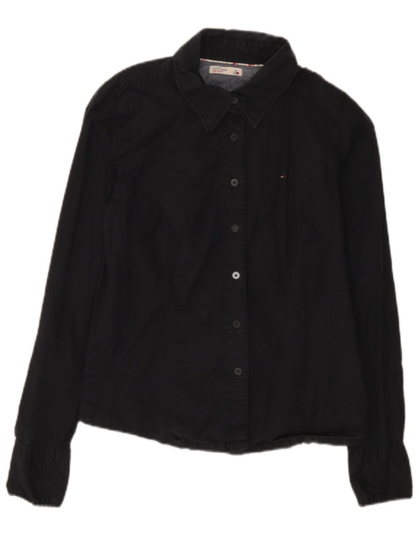 Tommy Hilfiger Damenhemd UK 12 Mittelschwarze Baumwolle
