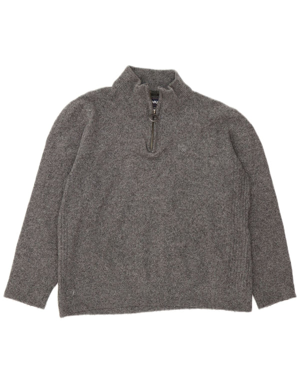 Barbour Damen-Pullover mit Reißverschluss am Hals, UK 16, große graue Wolle