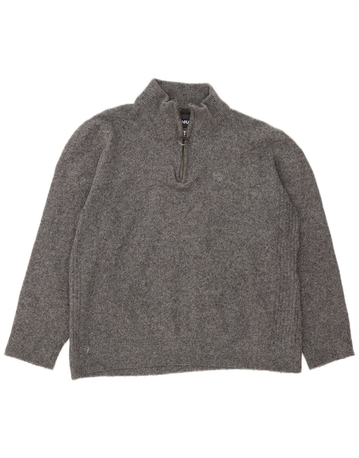 Barbour Damen-Pullover mit Reißverschluss am Hals, UK 16, große graue Wolle