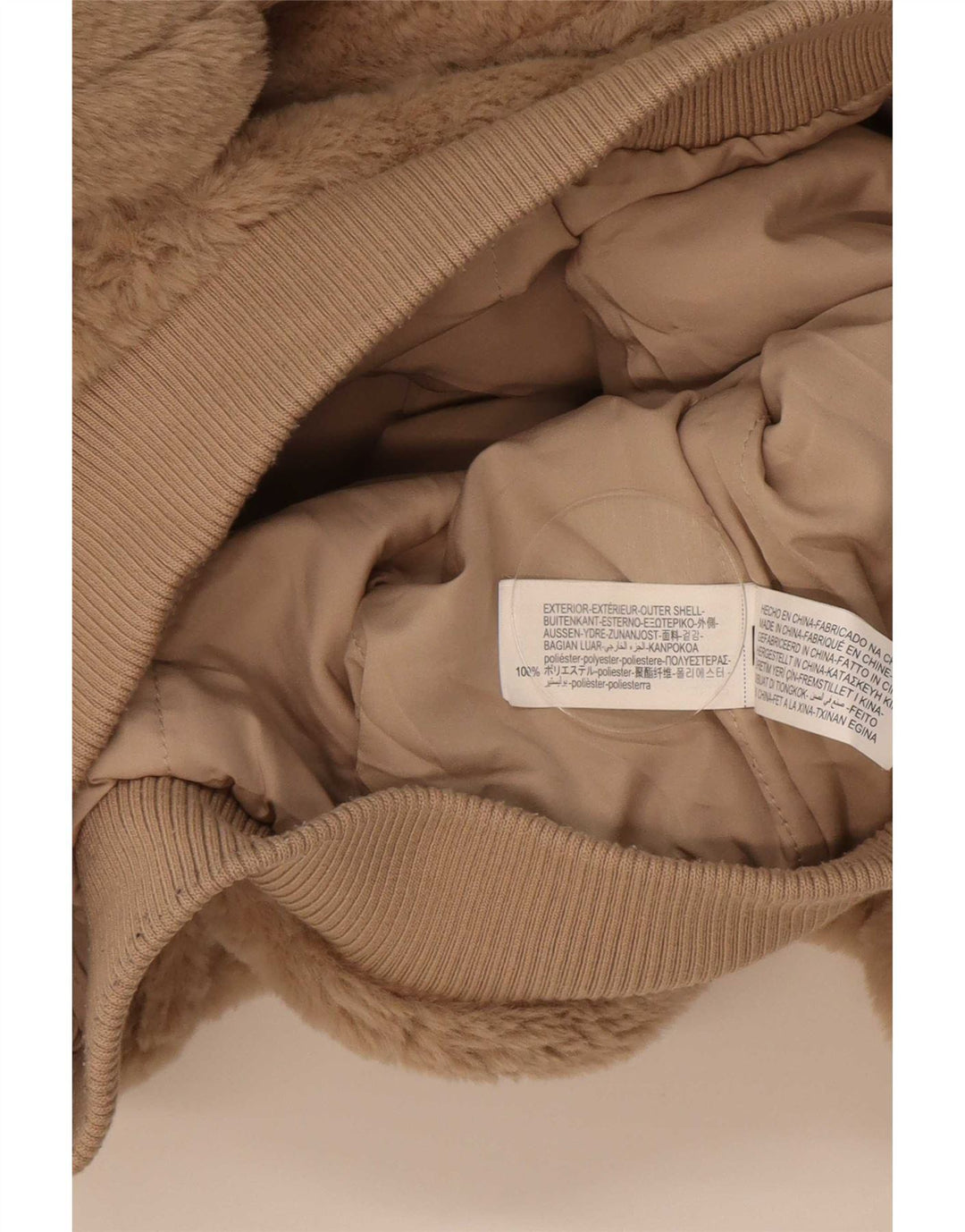 Zara Teddybär-Bomberjacke für Mädchen, 9–10 Jahre, beige, Polyester