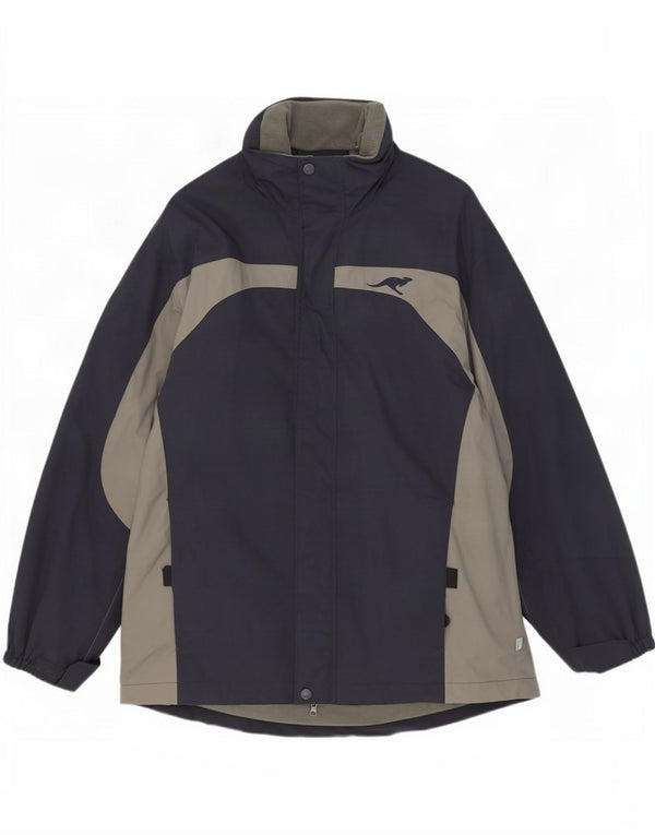 Kangaroos Herren-Regenjacke mit Kapuze, UK 40, Größe L, Marineblau, Colourblock-Nylon