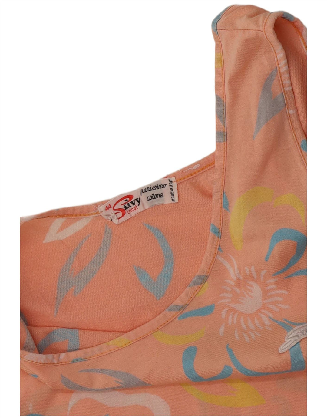 Silvy Damen-Trägershirt, IT 44, mittelrosa, geblümte Baumwolle