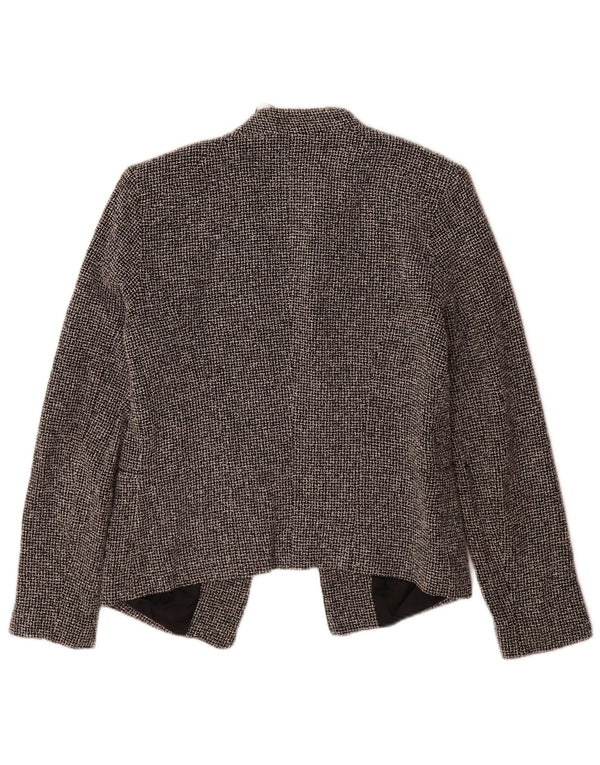 Topshop Womens Open Blazer Jacke UK 10 Small Black Check Cotton