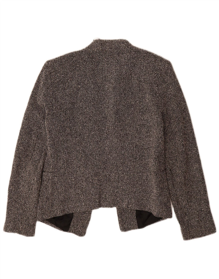 Topshop Womens Open Blazer Jacke UK 10 Small Black Check Cotton