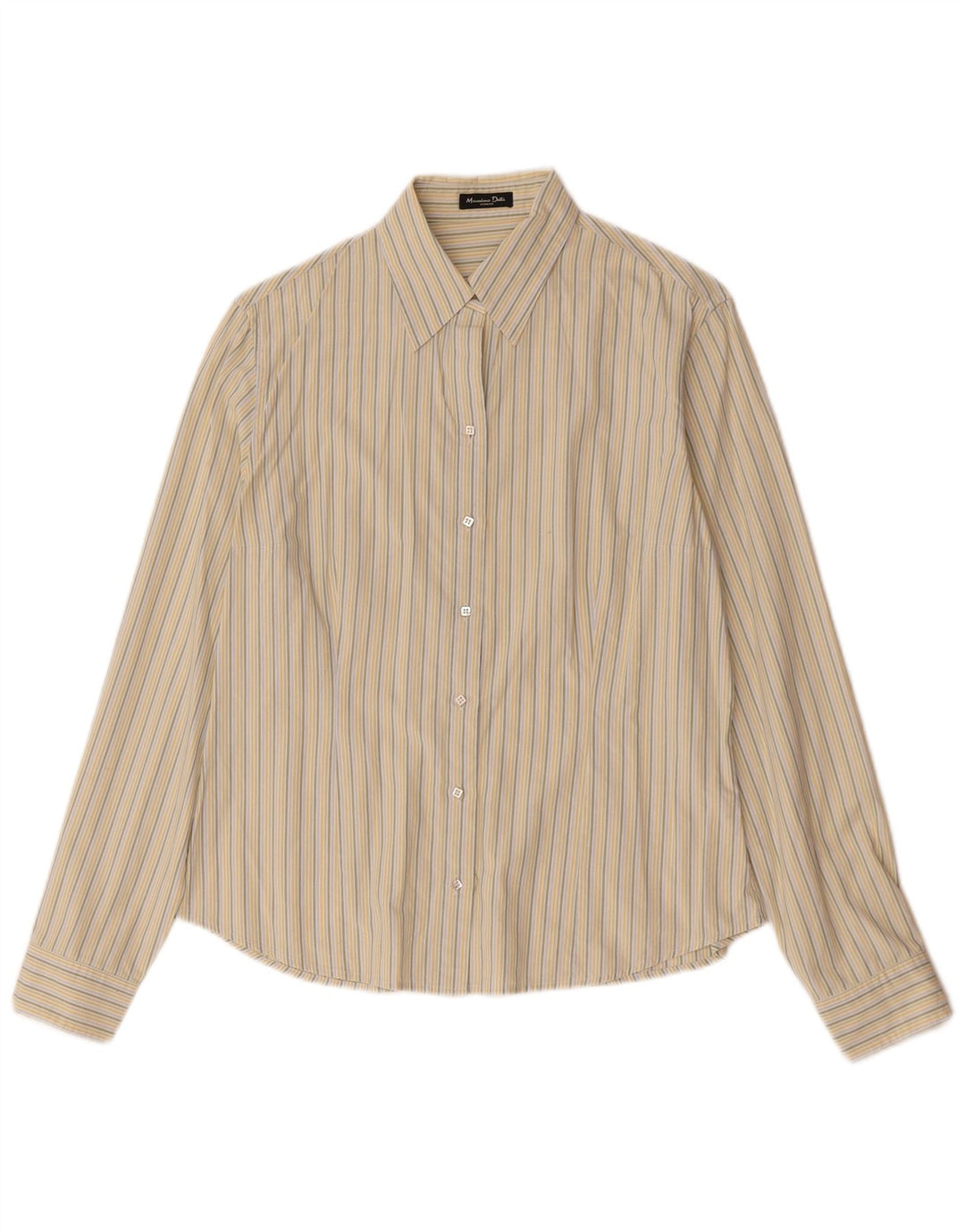 Massimo Dutti Damenhemd UK 14 Mittelbeige gestreifte Seide