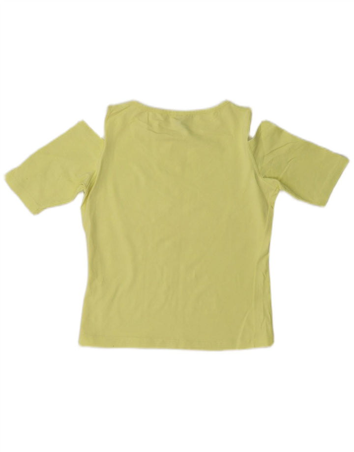 Lee Damen Crop Off Shoulder Top UK 12 Mittelgelbe Baumwolle