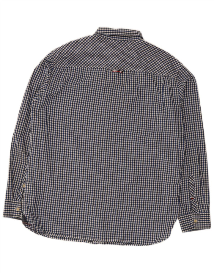 Tommy Hilfiger Herren-Hemd mit normaler Passform, XL, blaue Gingham-Baumwolle