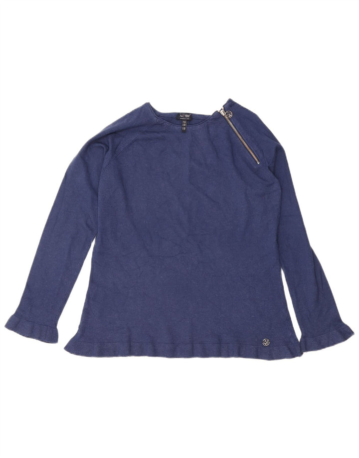 ARMANI Damen Pullover mit Reißverschluss am Hals EU 48 2XL Marineblau