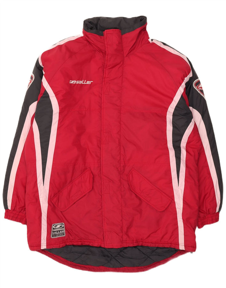 SALLER Mens Oversized Graphic Padded Jacket UK 40 Large Red Colourblock