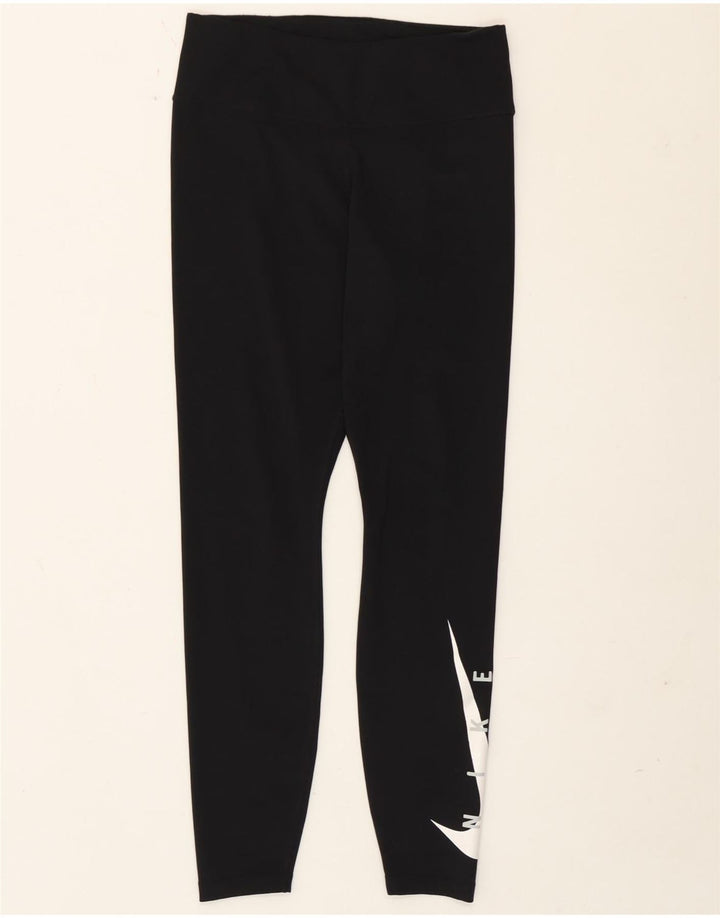 Nike Damen Dri Fit Graphic Leggings UK 12 Mittelschwarzes Polyester