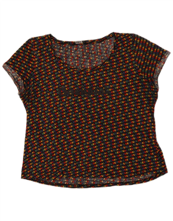 Desigual Damen Grafik T-Shirt Top UK 20 2XL Mehrfarbig