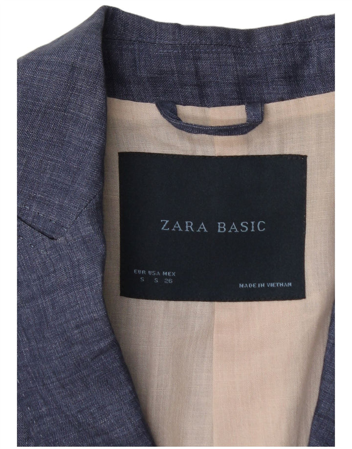 ZARA Damen 1-Knopf-Blazerjacke UK 10 Small Blau