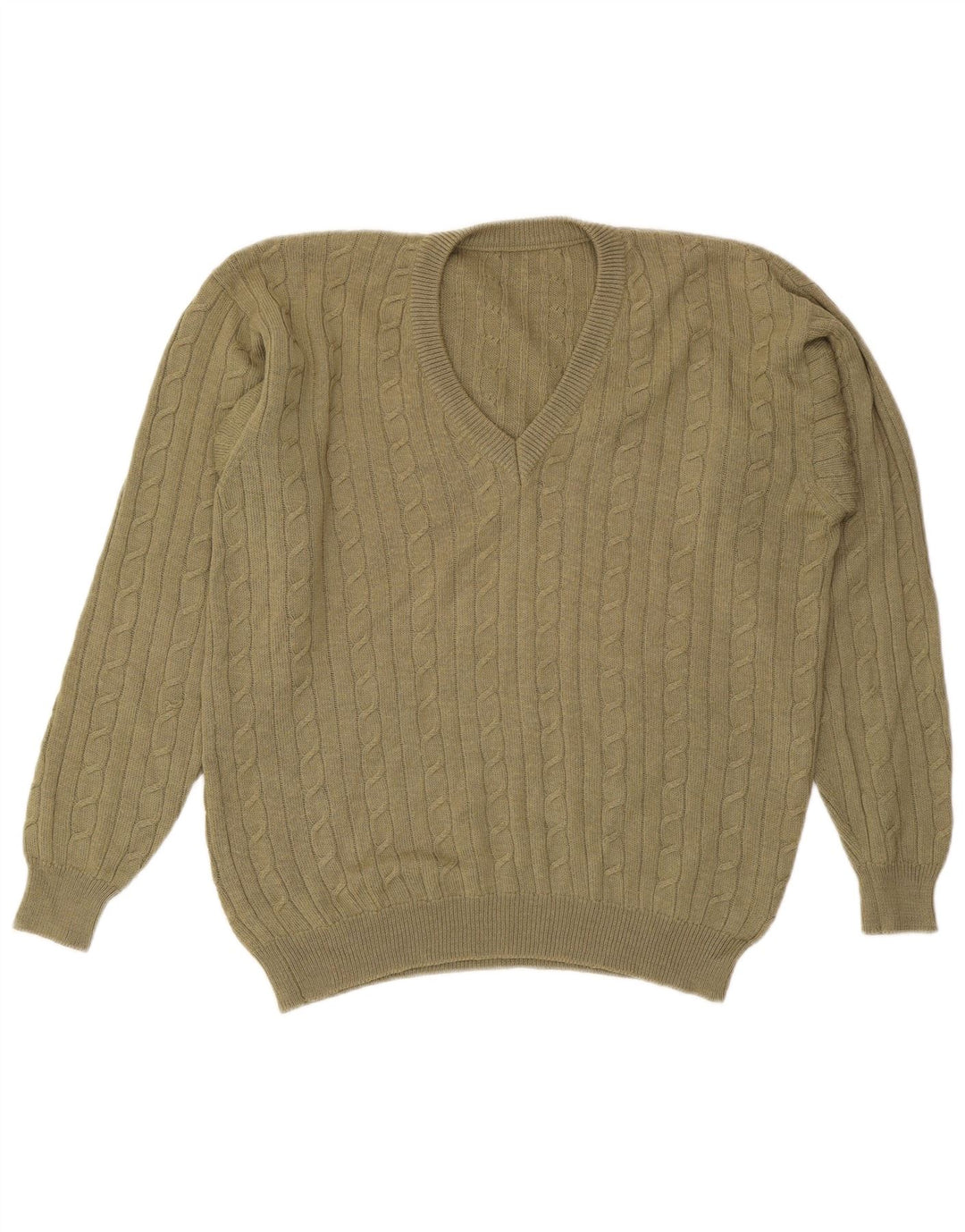 VINTAGE Herren-Pullover mit V-Ausschnitt, groß, Khaki