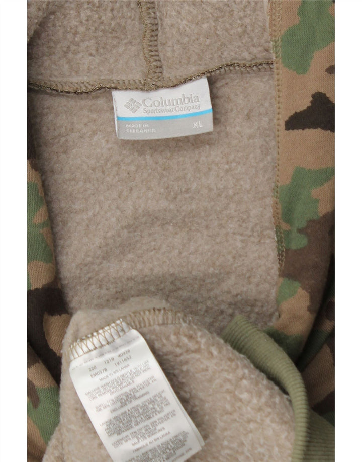 COLUMBIA Herren Graphic Hoodie Pullover XL Khaki Camouflage Baumwolle