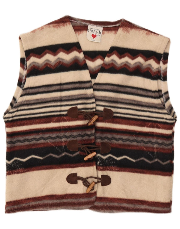 VINTAGE Damen Duffle Fleece Gilet UK 14 Medium Mehrfarbig gestreift
