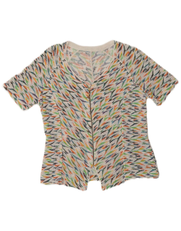 Vintage Damen Cardigan Pullover UK 14 Medium Mehrfarbig Geometrisch