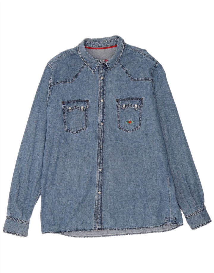 Charro Herren Jeanshemd 2XL Blaue Baumwolle