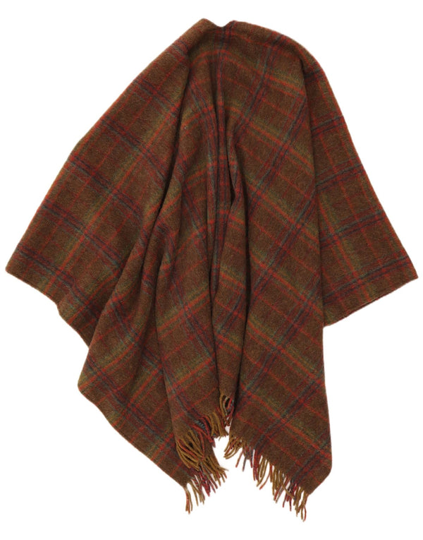 Offener Poncho-Pullover für Damen von Superior, UK 16, große braune karierte Wolle