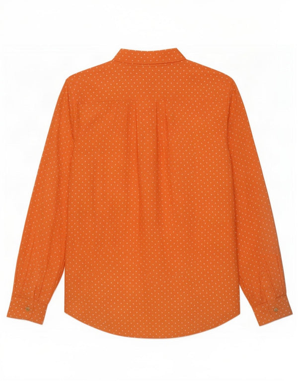 Vintage Damen Übergroße Hemdbluse UK 16 Große orange gefleckte Viskose