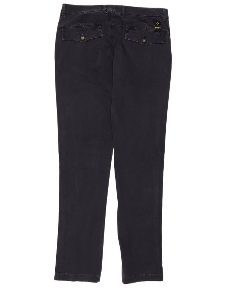 Blauer Slim Chino-Hose für Herren, W32, L34, marineblaue Baumwolle