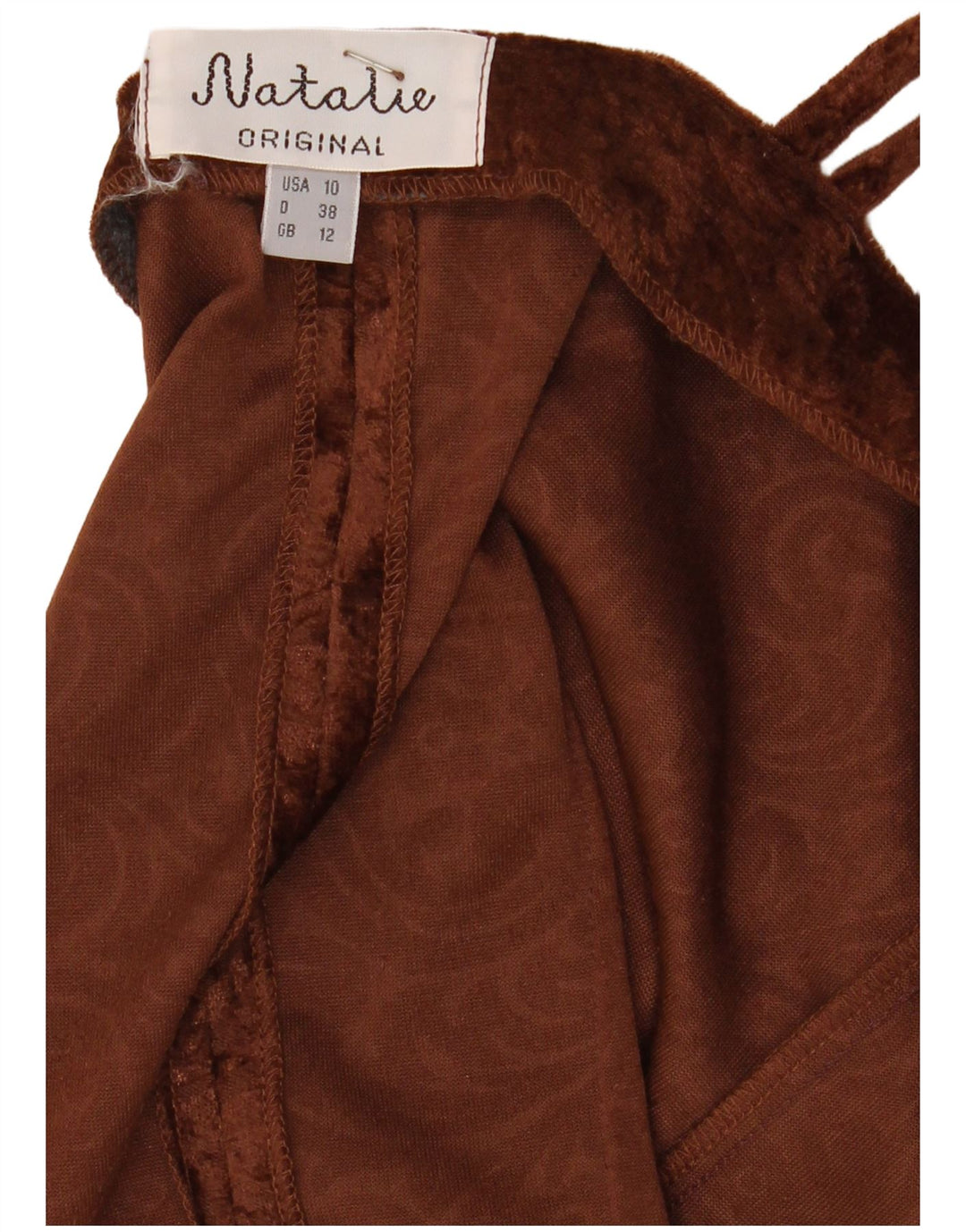 Vintage Damen Samt 2-teiliges Set UK 12 Mittelbraun Paisley