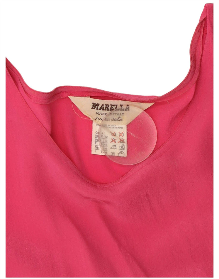 MARELLA Damen Blusenoberteil UK 16 Große rosa Seide