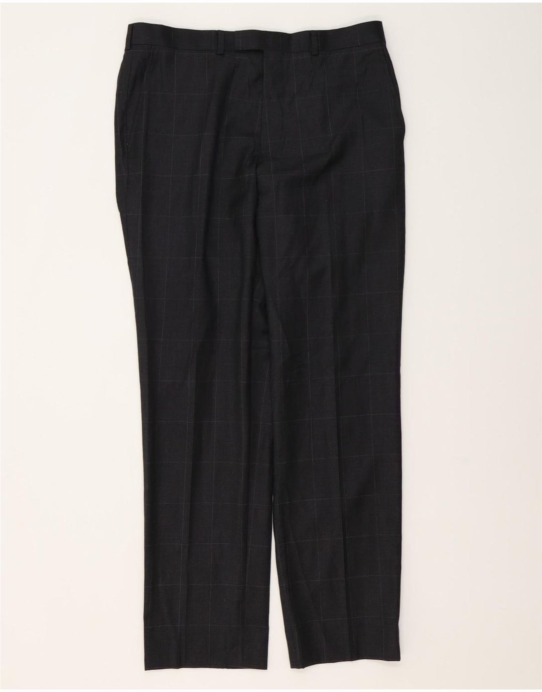 MARKS & SPENCER Herren-Anzughose mit normaler Passform, W34, L31, grau karierte Wolle