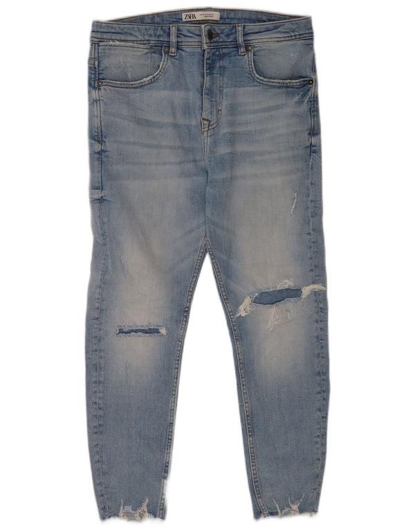 Zara Herren Distressed Skinny Jeans EU 40 Medium W31 L24 Blaue Baumwolle