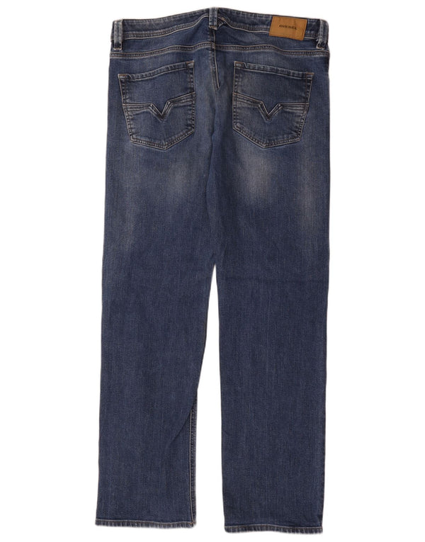Diesel Mens Straight Jeans W36 L32 Blue Cotton