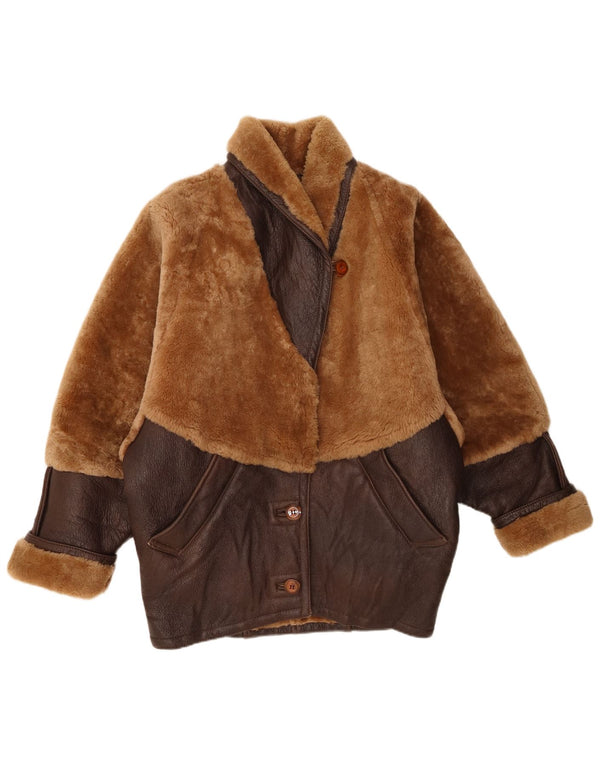 Vintage Damen Übergroße Jacke IT 40 Small Brown Colourblock