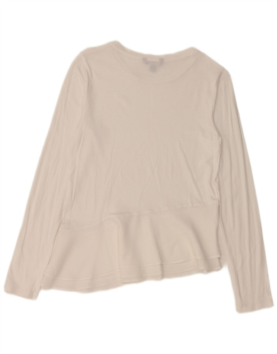 TOMMY HILFIGER Damen Asymmetrisches Top Langarm UK 10 Small Weiß