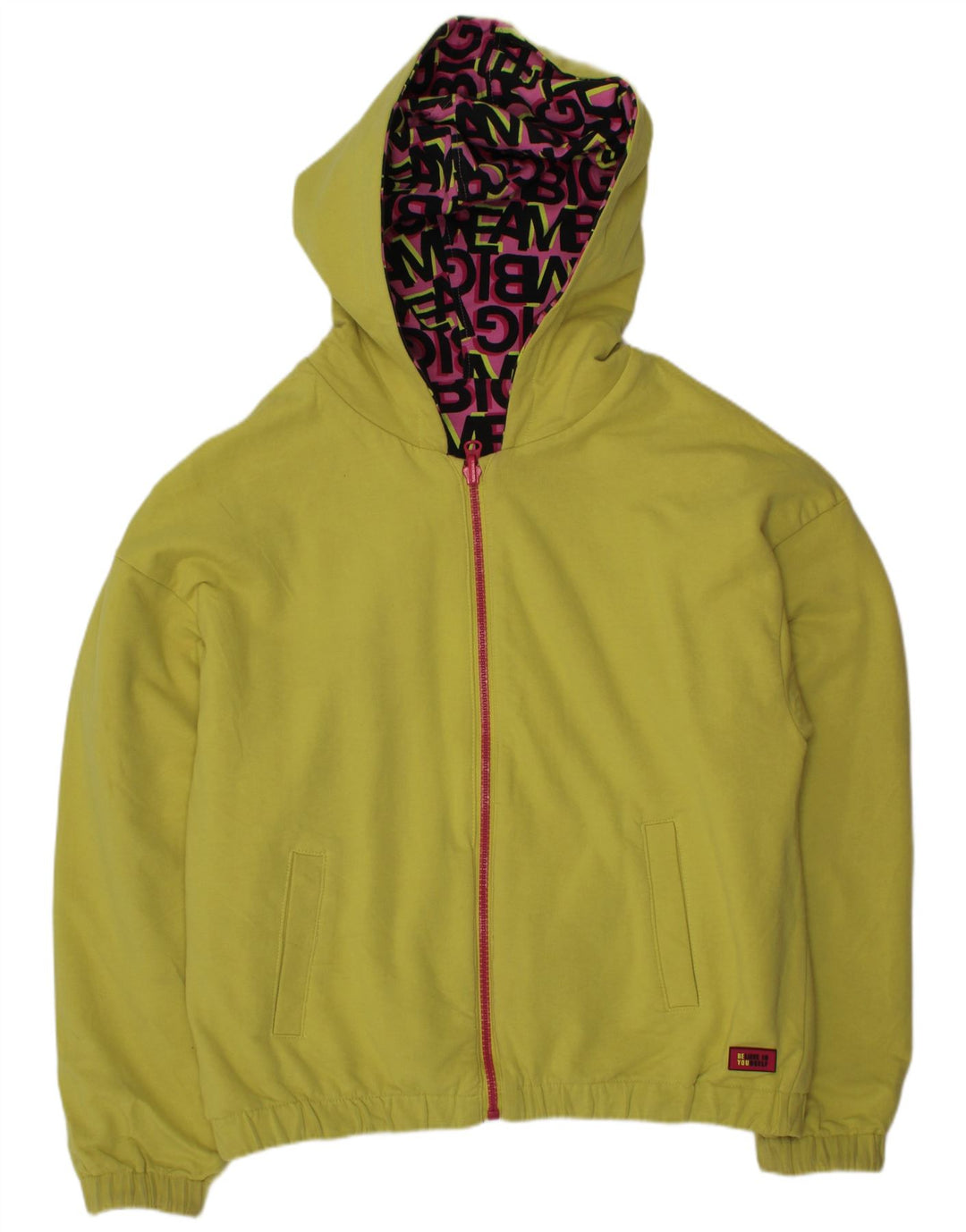 VINTAGE Wendejacke mit grafischer Kapuze für Mädchen, 11–12 Jahre, rosa Baumwolle