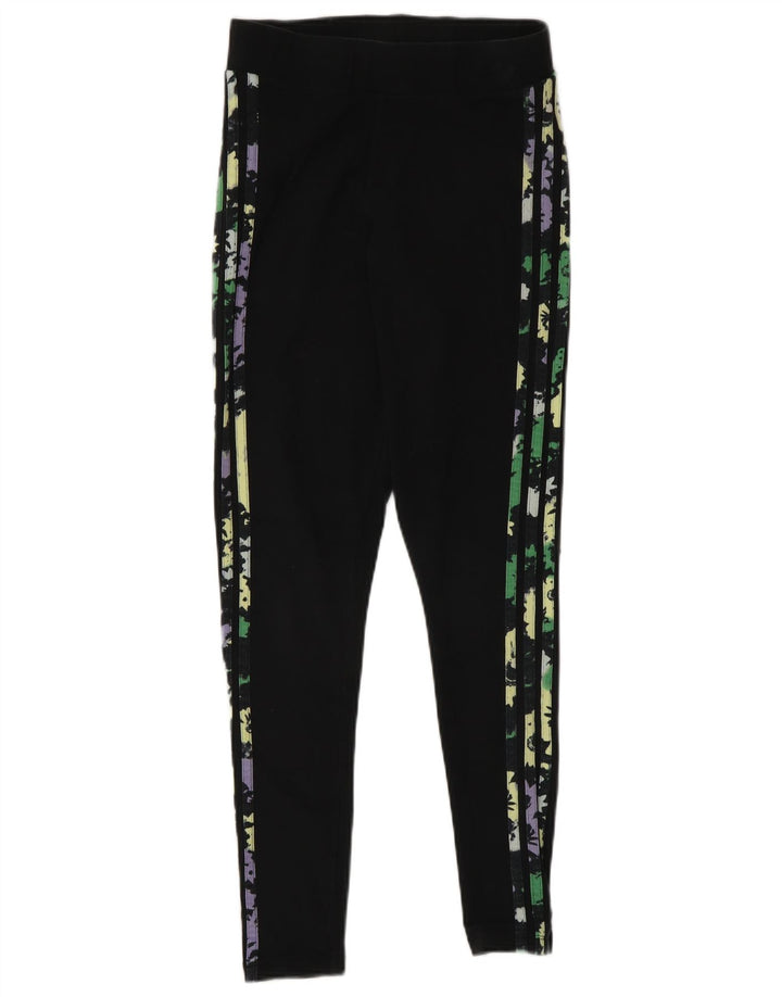 Adidas Damen Leggings UK 10 Small Schwarz Baumwolle
