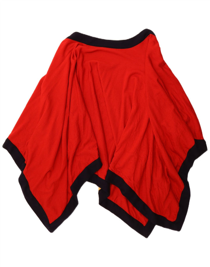 VINTAGE Asymmetrischer offener Poncho-Mantel für Damen, Einheitsgröße, roter Farbblock