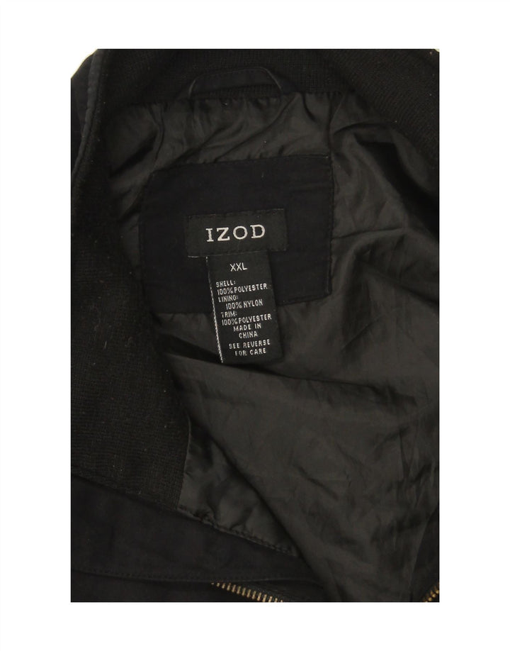 IZOD Mens Zip Neck Sweatshirt Jumper 2XL Black Polyester Vintage Izod and Second-Hand Izod from Messina Hembry 