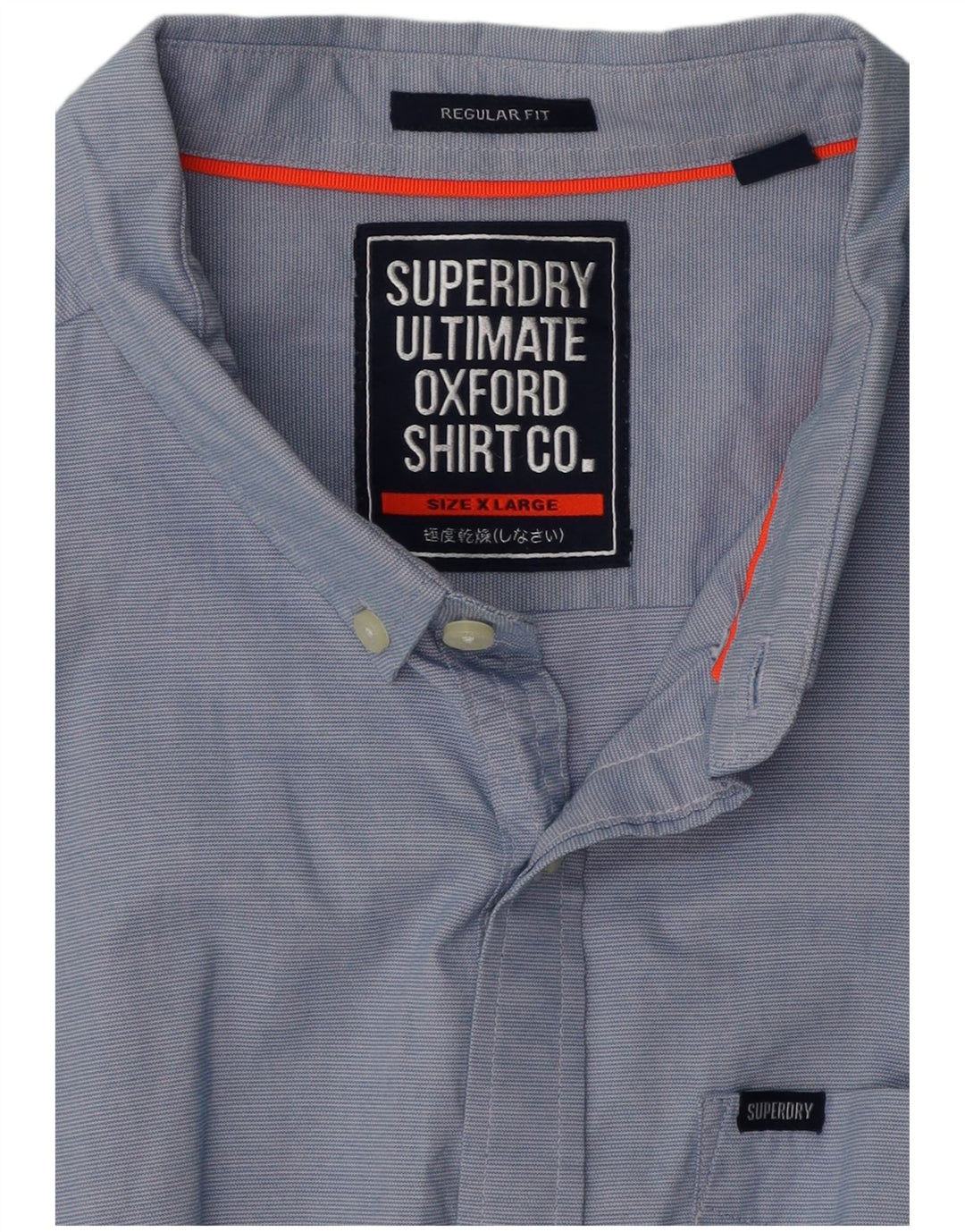 SUPERDRY Herren-Hemd mit regulärer Passform, XL, blaue Nadelstreifen-Baumwolle