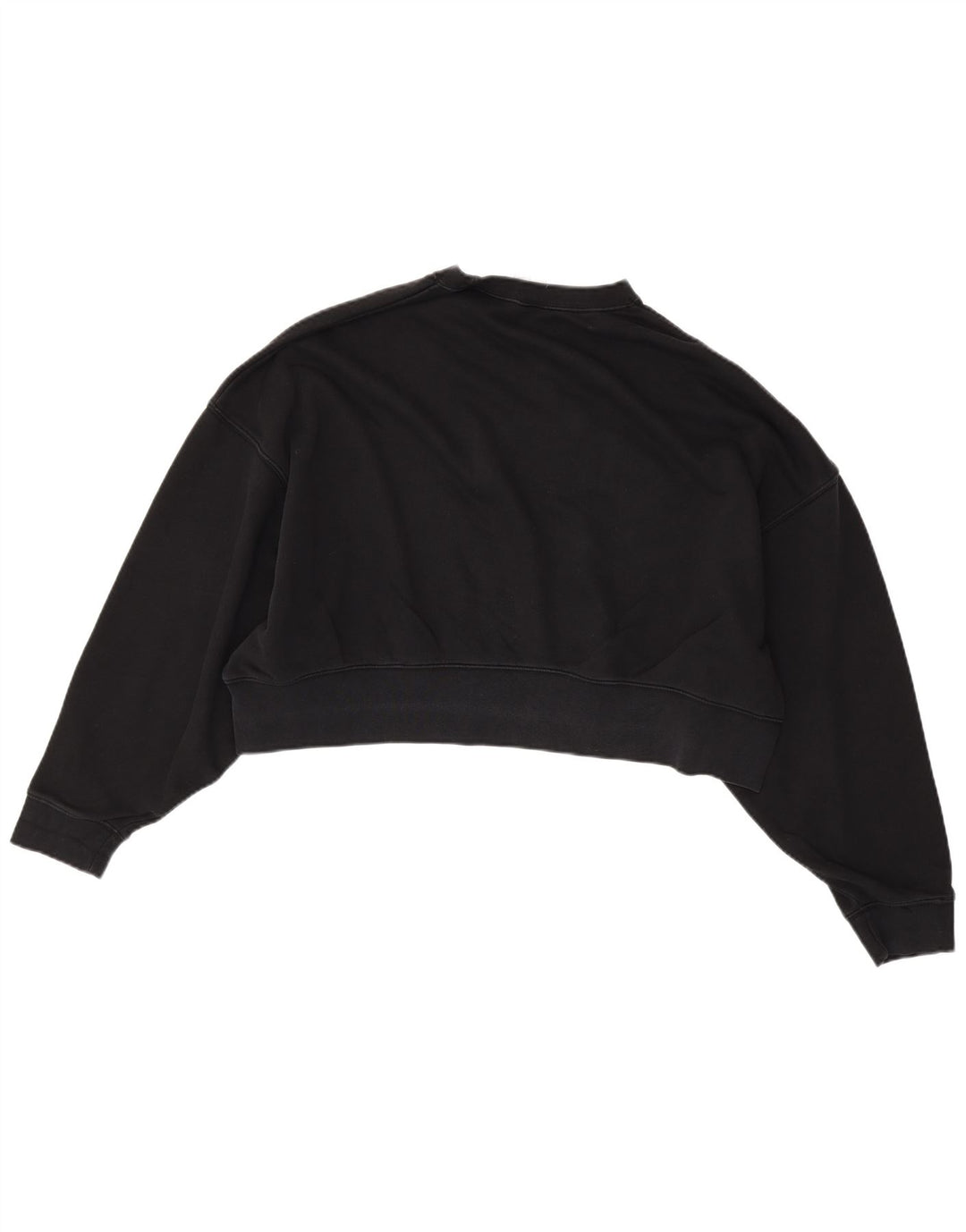 NIKE Womens Crop Oversized Sweatshirt Pullover UK 14 Mittelschwarze Baumwolle