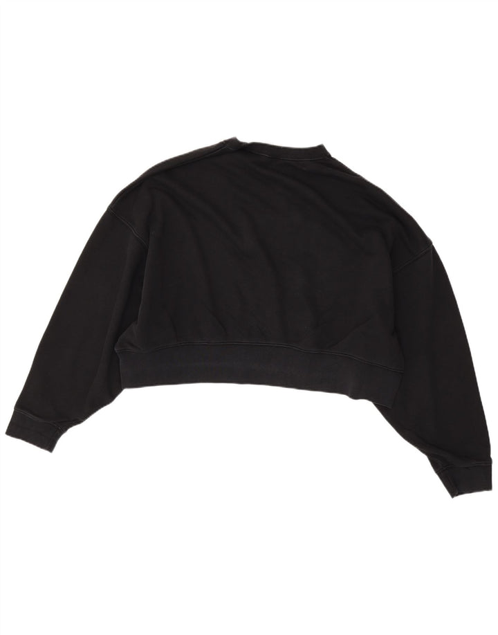 NIKE Womens Crop Oversized Sweatshirt Pullover UK 14 Mittelschwarze Baumwolle
