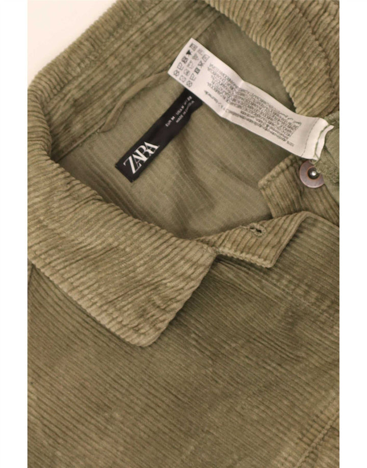 Zara Damen Übergroße Cordjacke UK 14 Medium Khaki Baumwolle