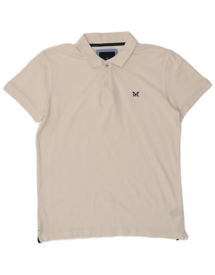 CREW CLOTHING Herren-Poloshirt, groß, weiße Baumwolle