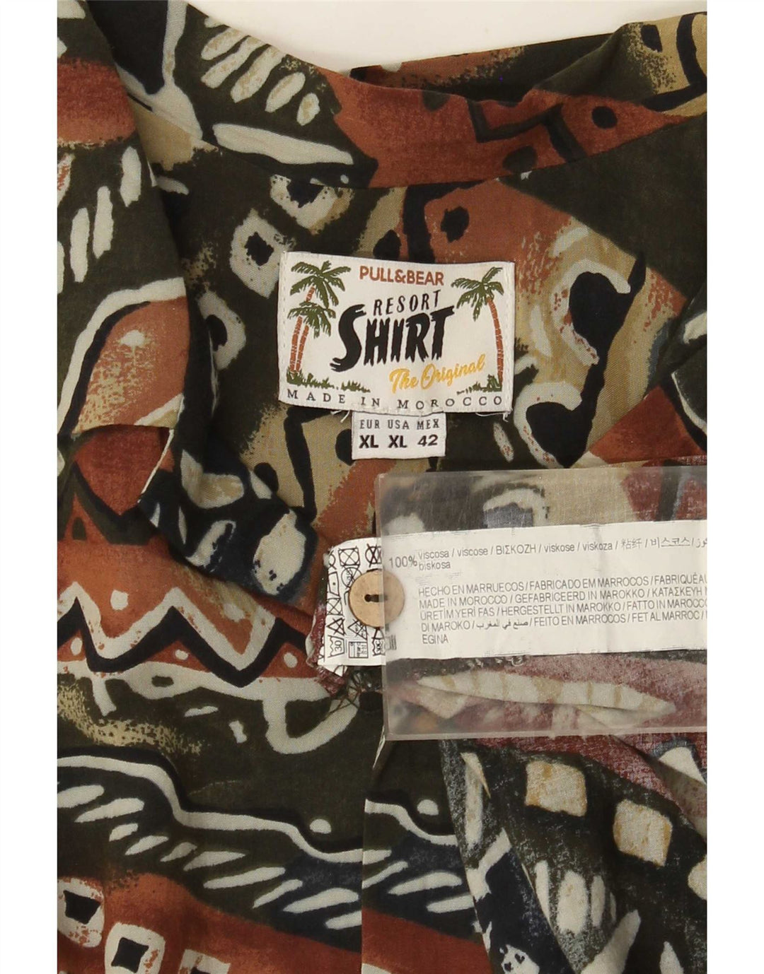 Pull & Bear Herren Hawaii-Kurzarmhemd XL Mehrfarbig Geometrisch