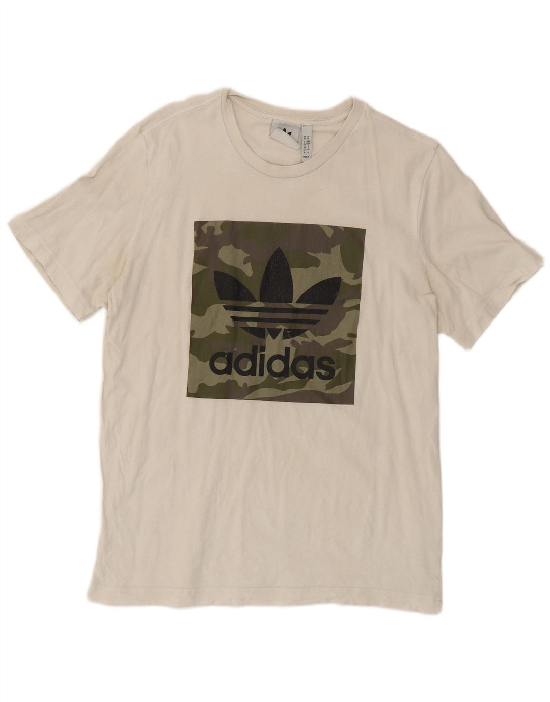 Adidas Herren Grafik-T-Shirt aus mittelweißer Camouflage-Baumwolle