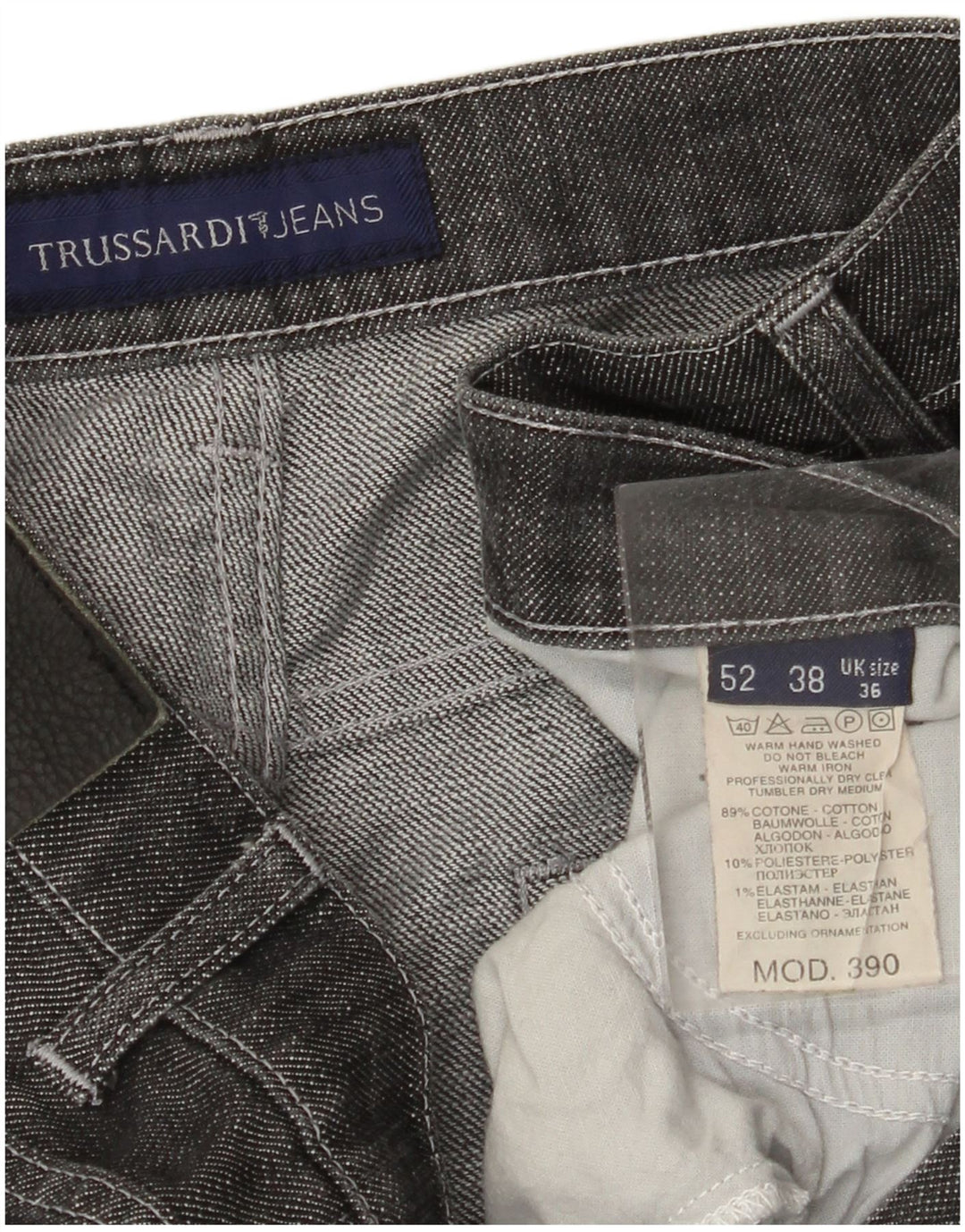 TRUSSARDI Herren Straight Jeans W36 L27 Graue Baumwolle